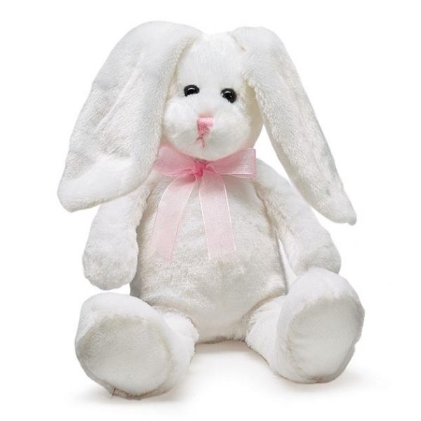 Plush White Bunny with Sheer Pink Bow | One Treasure
