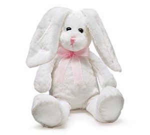 Plush White Bunny with Sheer Pink Bow | One Treasure